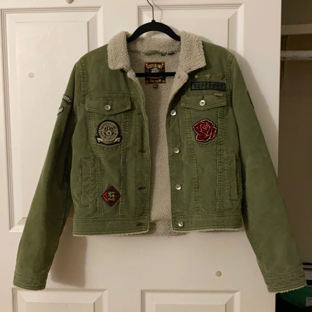 Green Corduroy patchwork jacket - lined